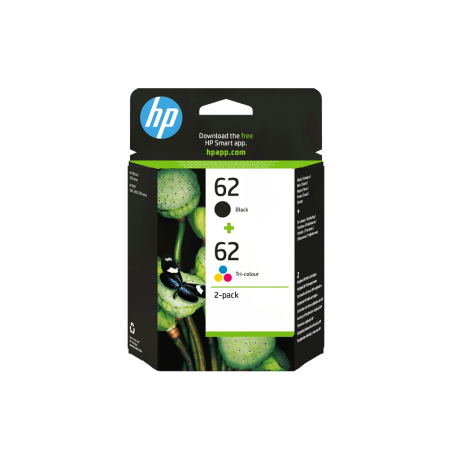 Conjunto Duplo de Tinteiros HP originais 62 Preto/Tricolor (N9J71AE)